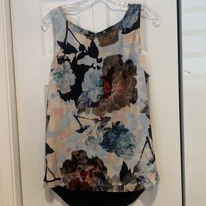 Anthropologie floral tank with solid stretchy knit back.